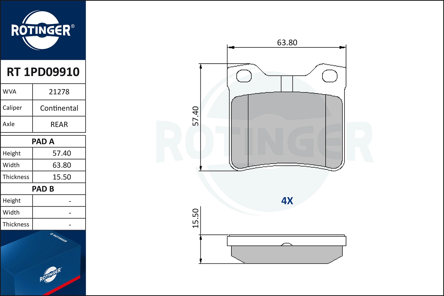 Brake Pad Set, disc brake (RT 1PD09910)