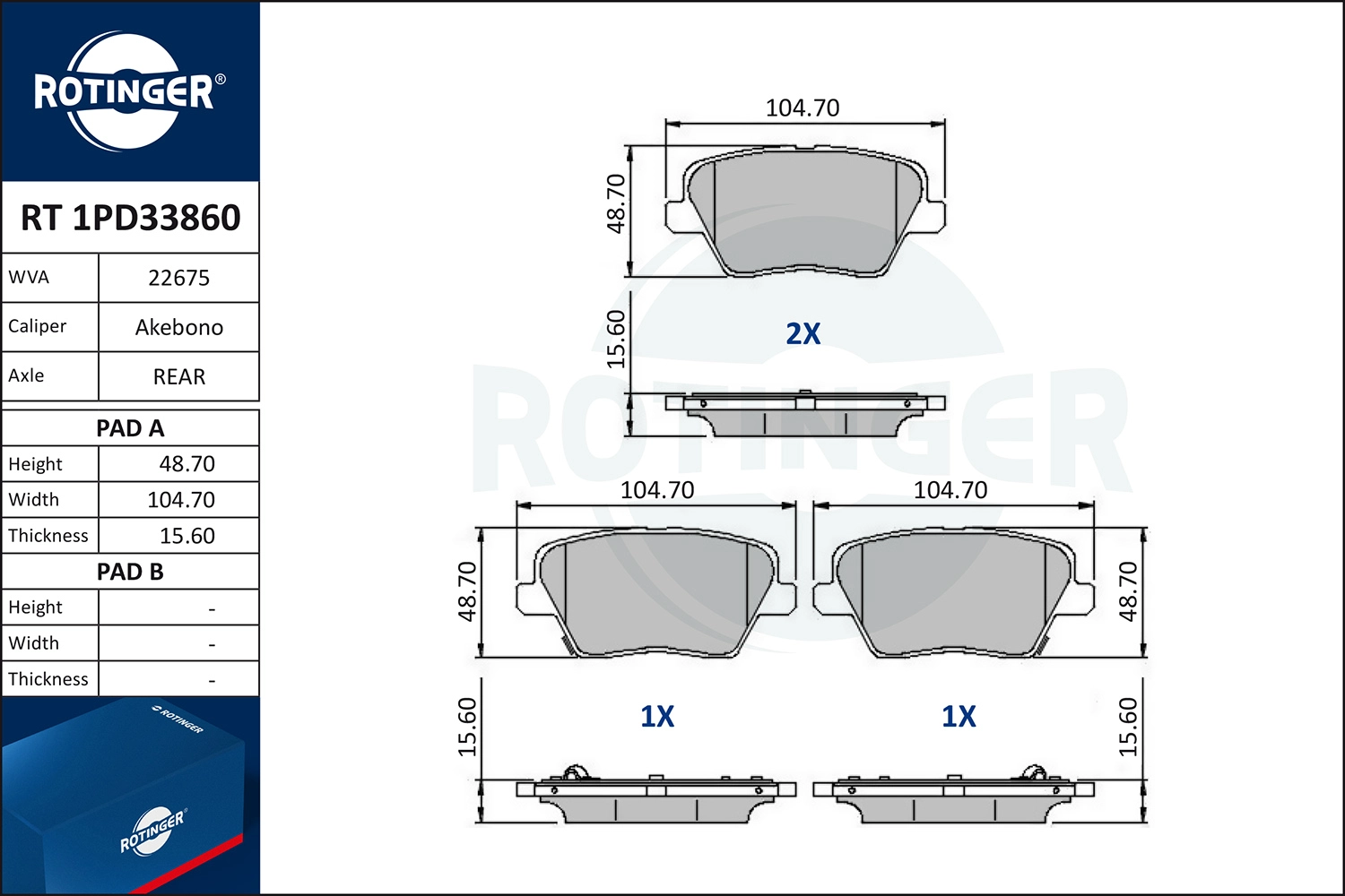Brake Pad Set, disc brake (RT 1PD33860)