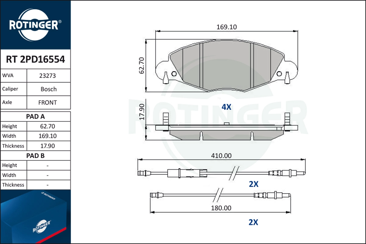 Brake Pad Set, disc brake (RT 2PD16554)