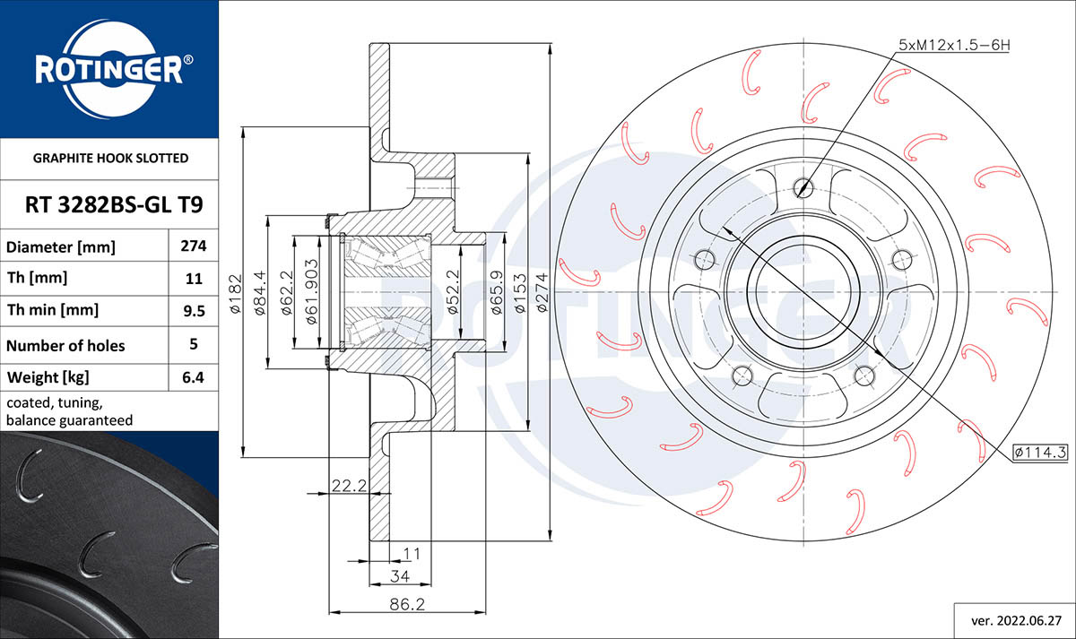 Brake Disc (RT 3282BS-GL T9)