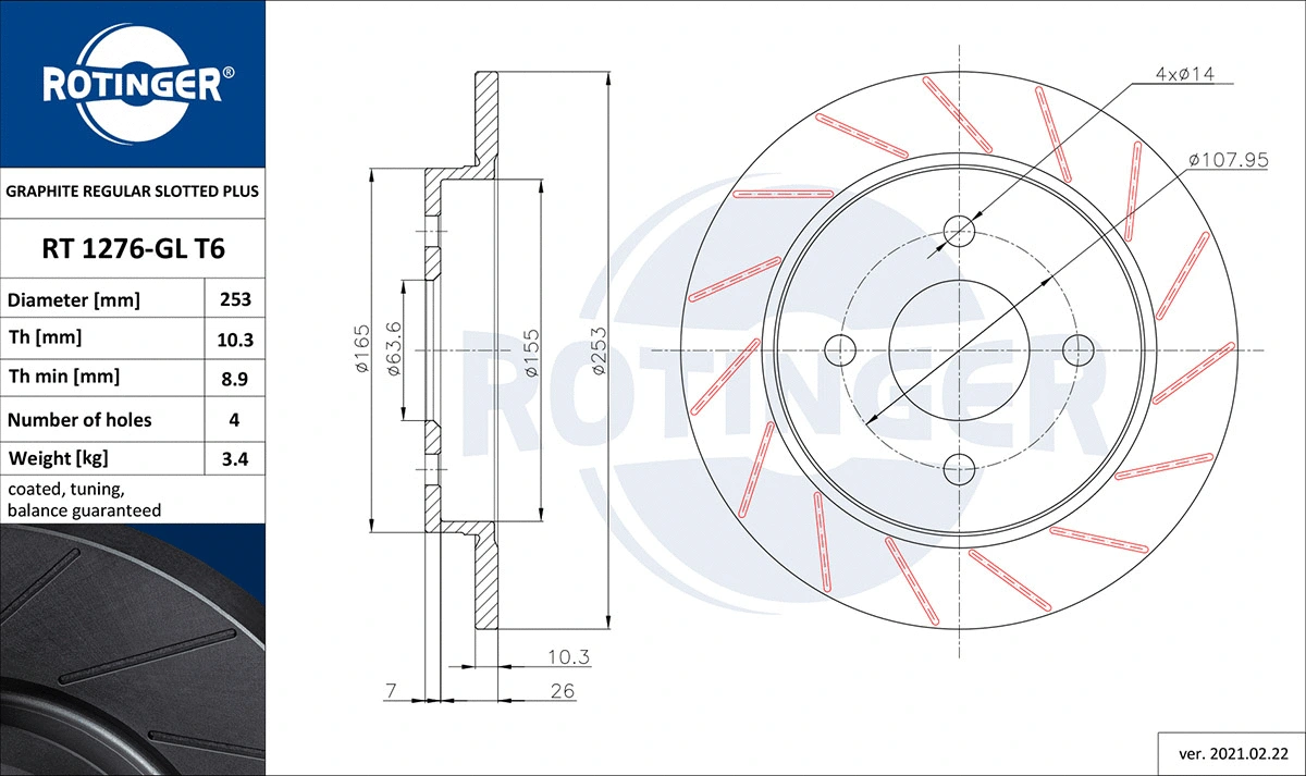 Brake Disc (RT 1276-GL T6)