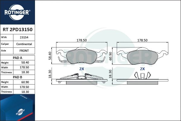 Brake Pad Set, disc brake (RT 2PD13150)