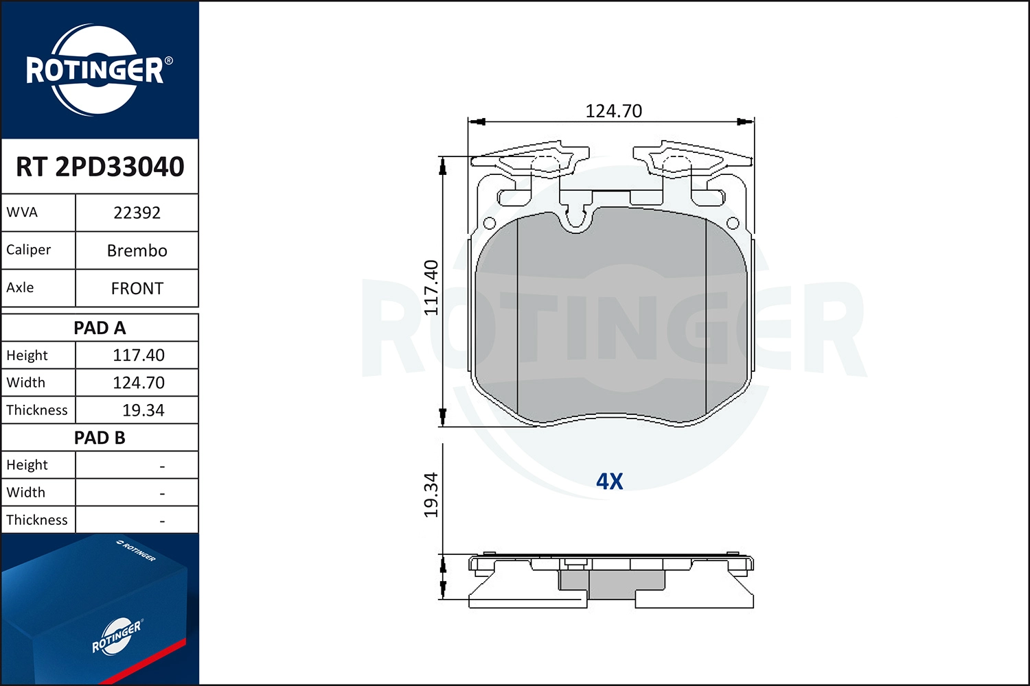 Brake Pad Set, disc brake (RT 2PD33040)