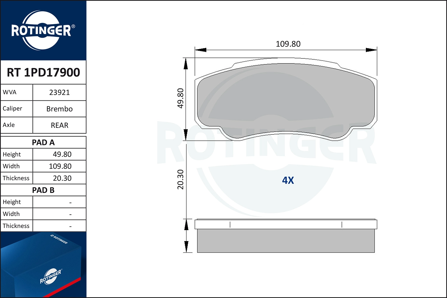 Brake Pad Set, disc brake (RT 1PD17900)