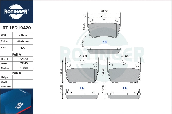 Brake Pad Set, disc brake (RT 1PD19420)