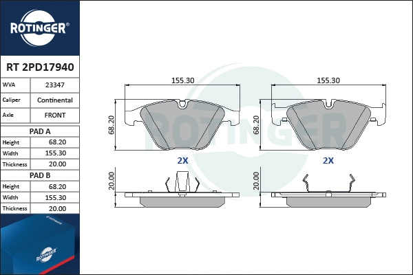 Brake Pad Set, disc brake (RT 2PD17940)