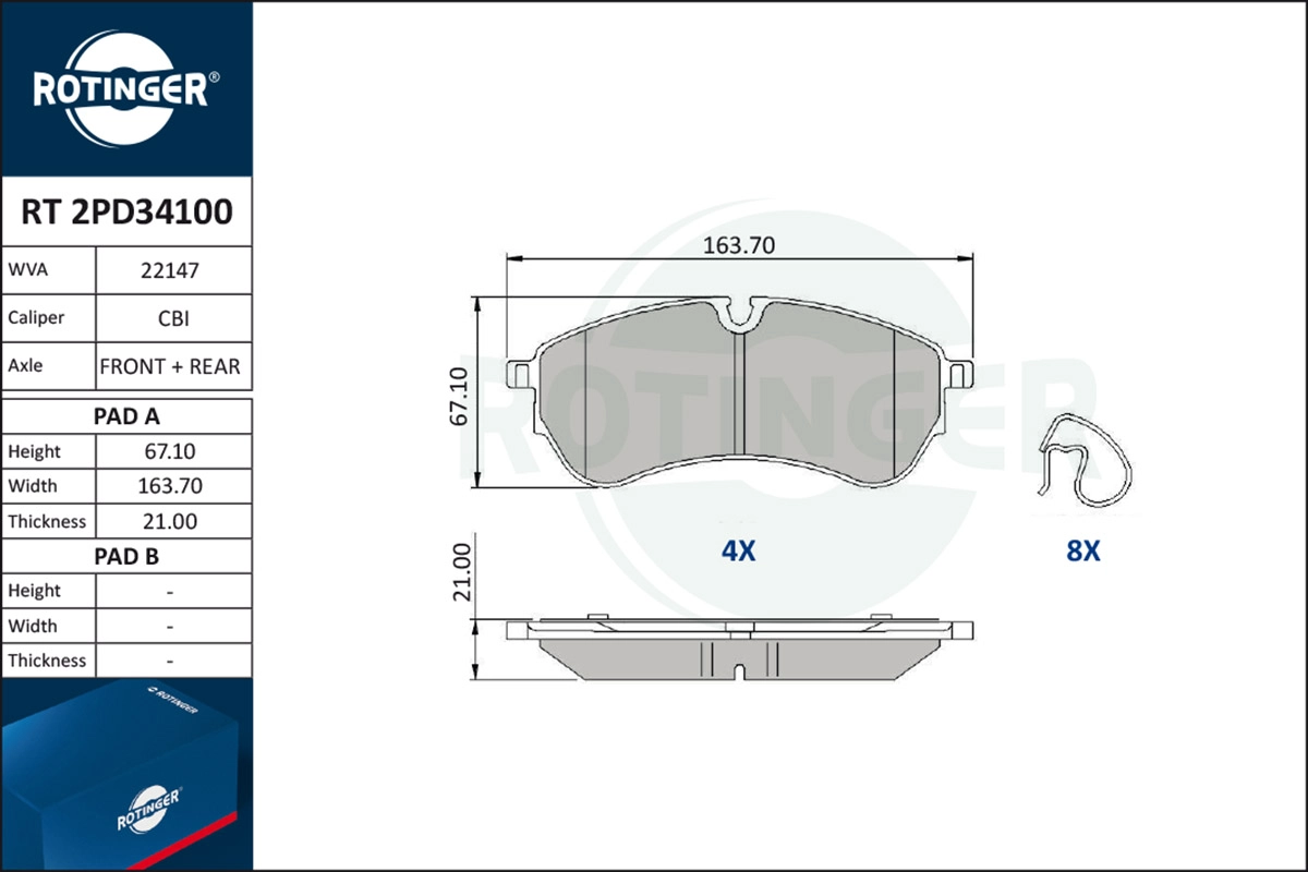 Brake Pad Set, disc brake (RT 2PD34100)