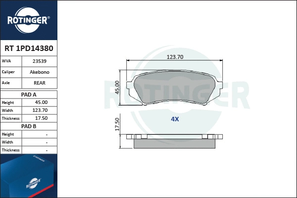 Brake Pad Set, disc brake (RT 1PD14380)