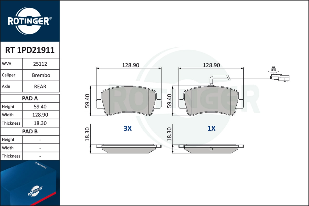 Brake Pad Set, disc brake (RT 1PD21911)