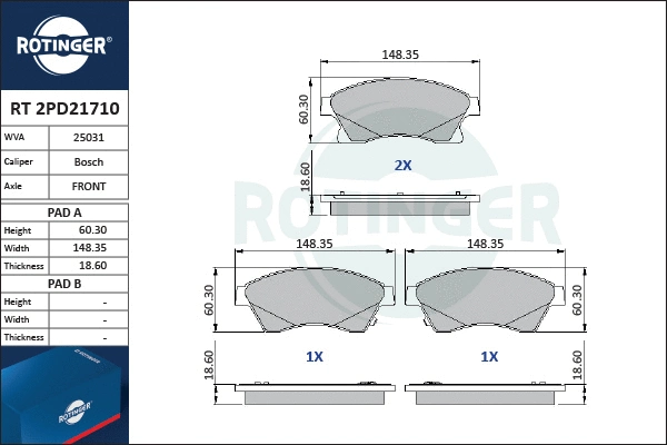 Brake Pad Set, disc brake (RT 2PD21710)
