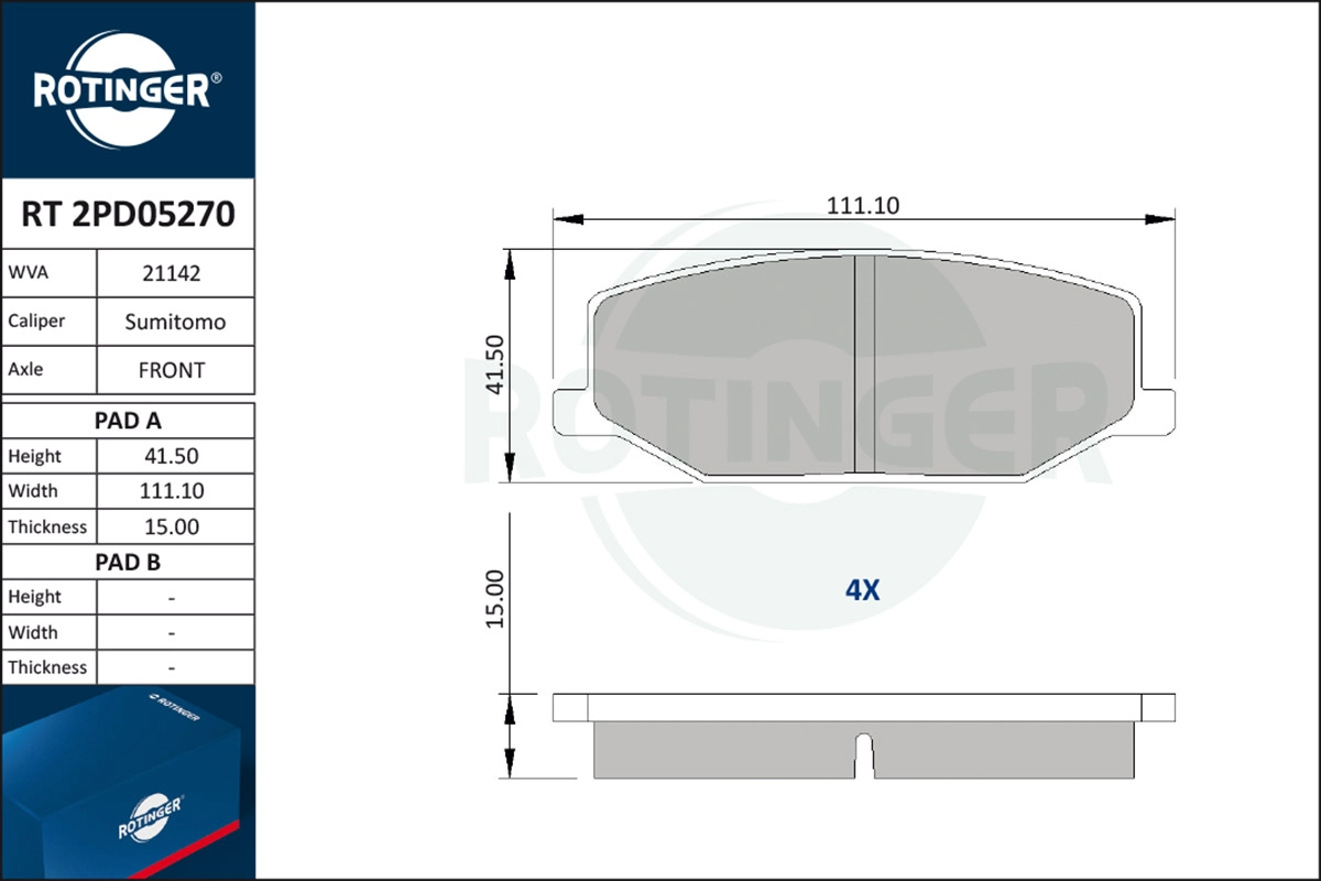 Brake Pad Set, disc brake (RT 2PD05270)