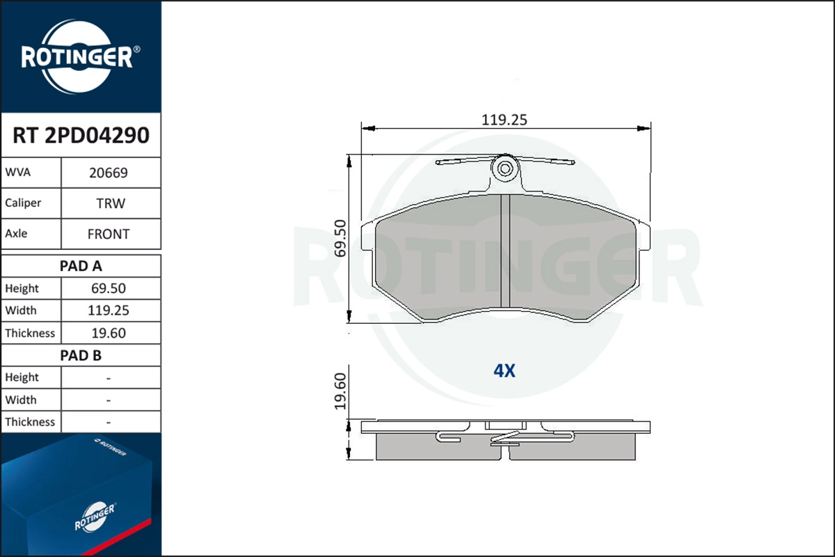 Brake Pad Set, disc brake (RT 2PD04290)