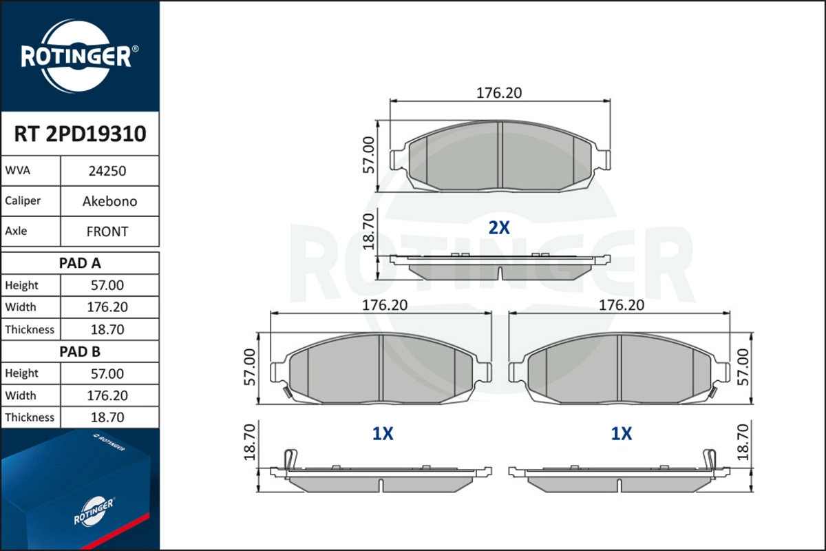 Brake Pad Set, disc brake (RT 2PD19310)