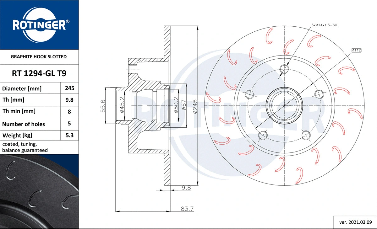 Brake Disc (RT 1294-GL T9)