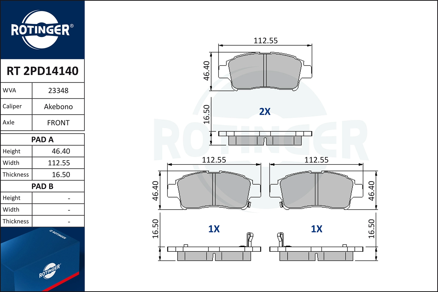 Brake Pad Set, disc brake (RT 2PD14140)