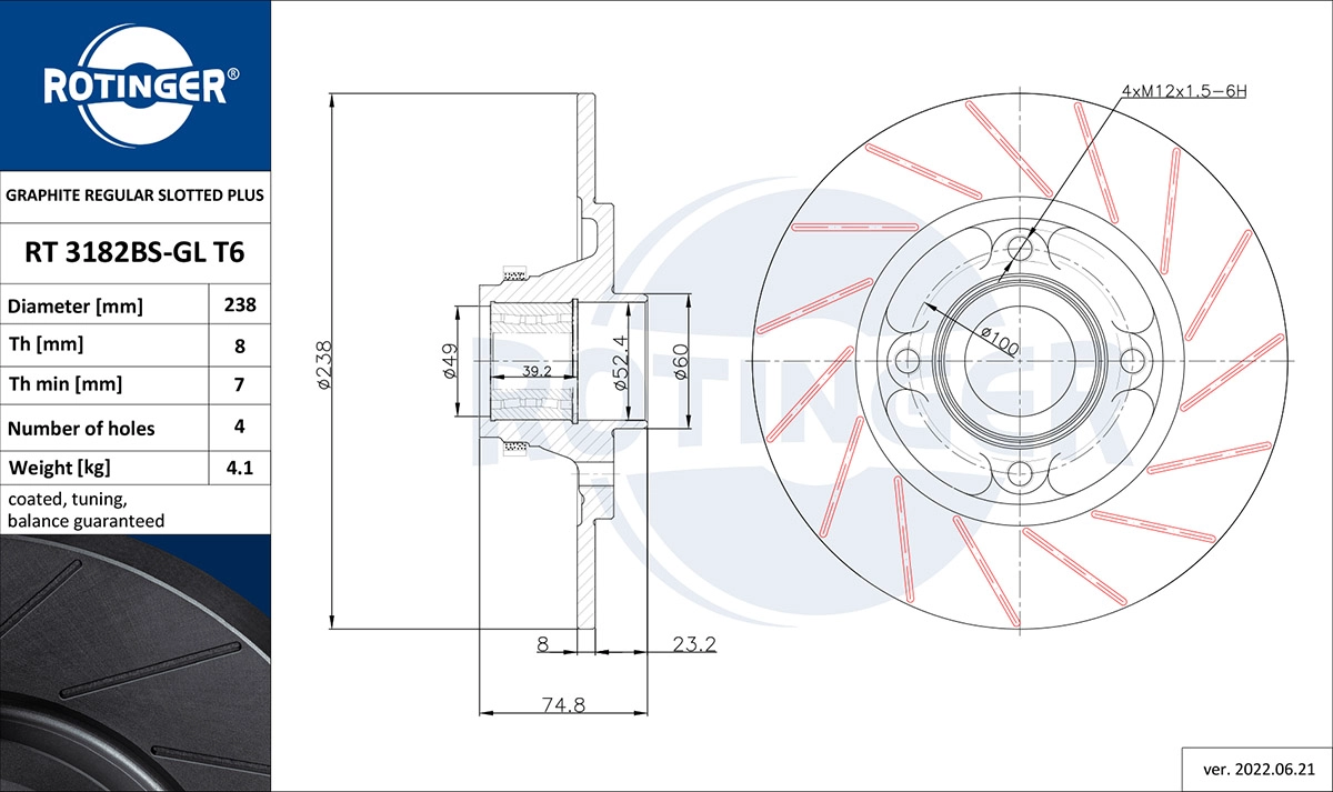 Brake Disc (RT 3182BS-GL T6)