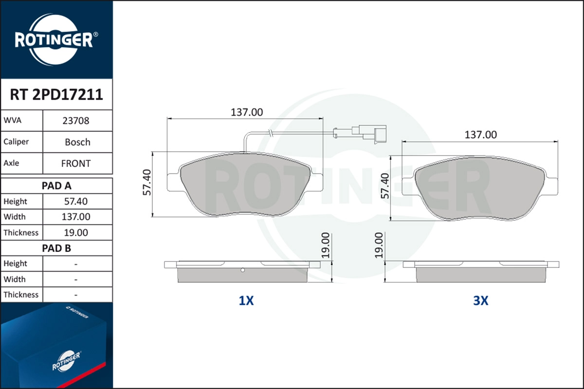 Brake Pad Set, disc brake (RT 2PD17211)
