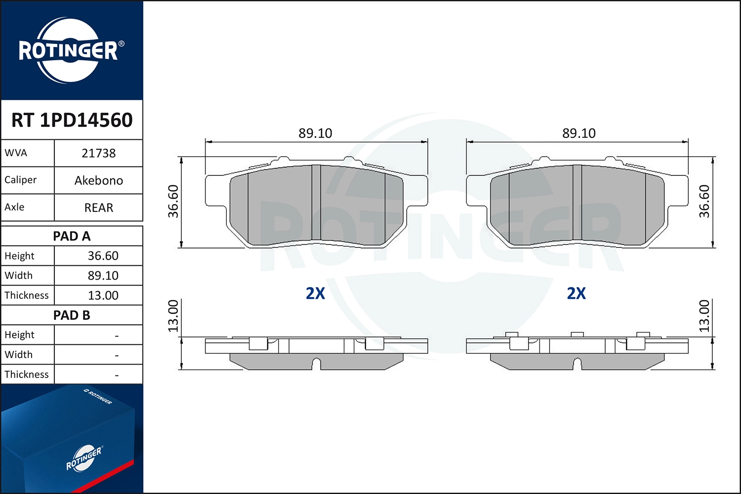 Brake Pad Set, disc brake (RT 1PD14560)