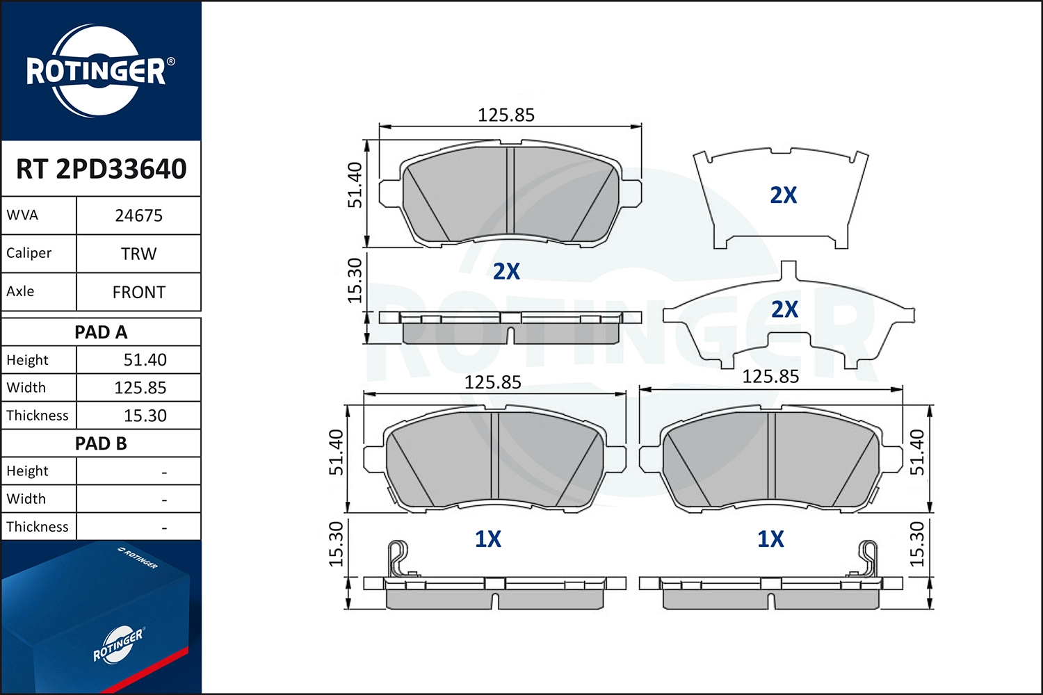 Brake Pad Set, disc brake (RT 2PD33640)