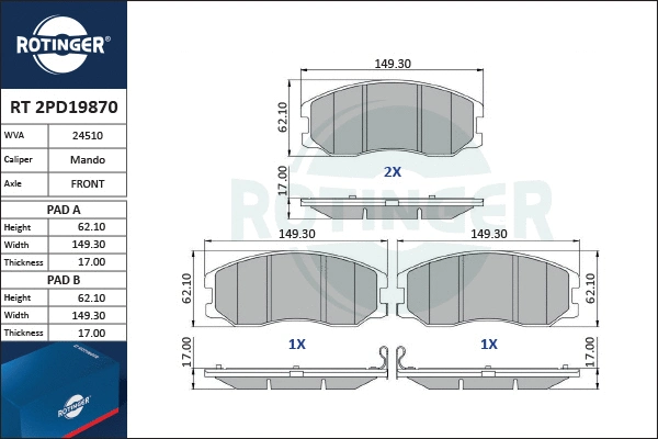 Brake Pad Set, disc brake (RT 2PD19870)