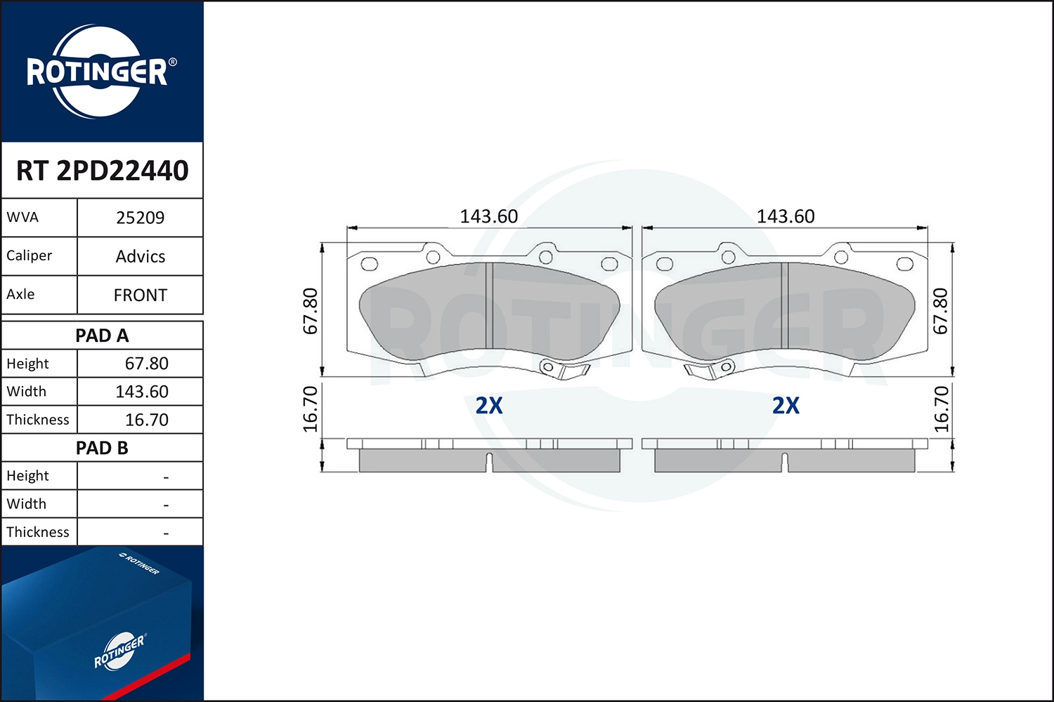 Brake Pad Set, disc brake (RT 2PD22440)