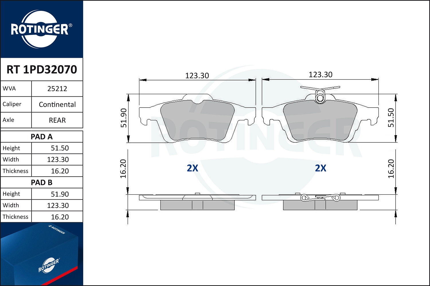 Brake Pad Set, disc brake (RT 1PD32070)