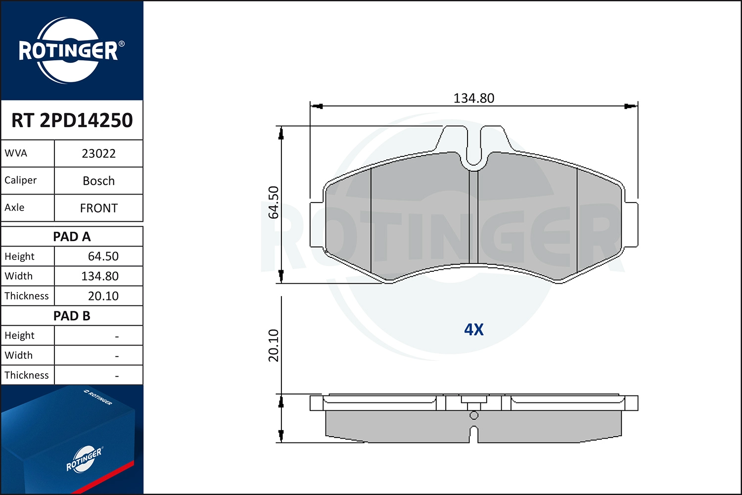 Brake Pad Set, disc brake (RT 2PD14250)