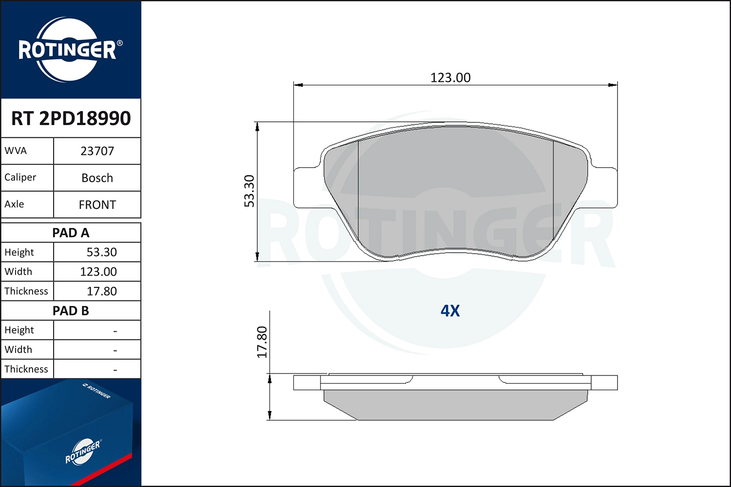 Brake Pad Set, disc brake (RT 2PD18990)