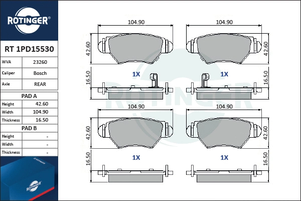 Brake Pad Set, disc brake (RT 1PD15530)