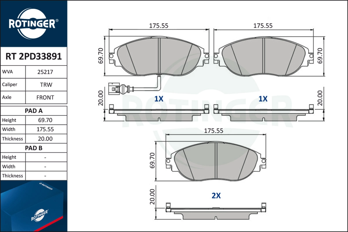 Brake Pad Set, disc brake (RT 2PD33891)