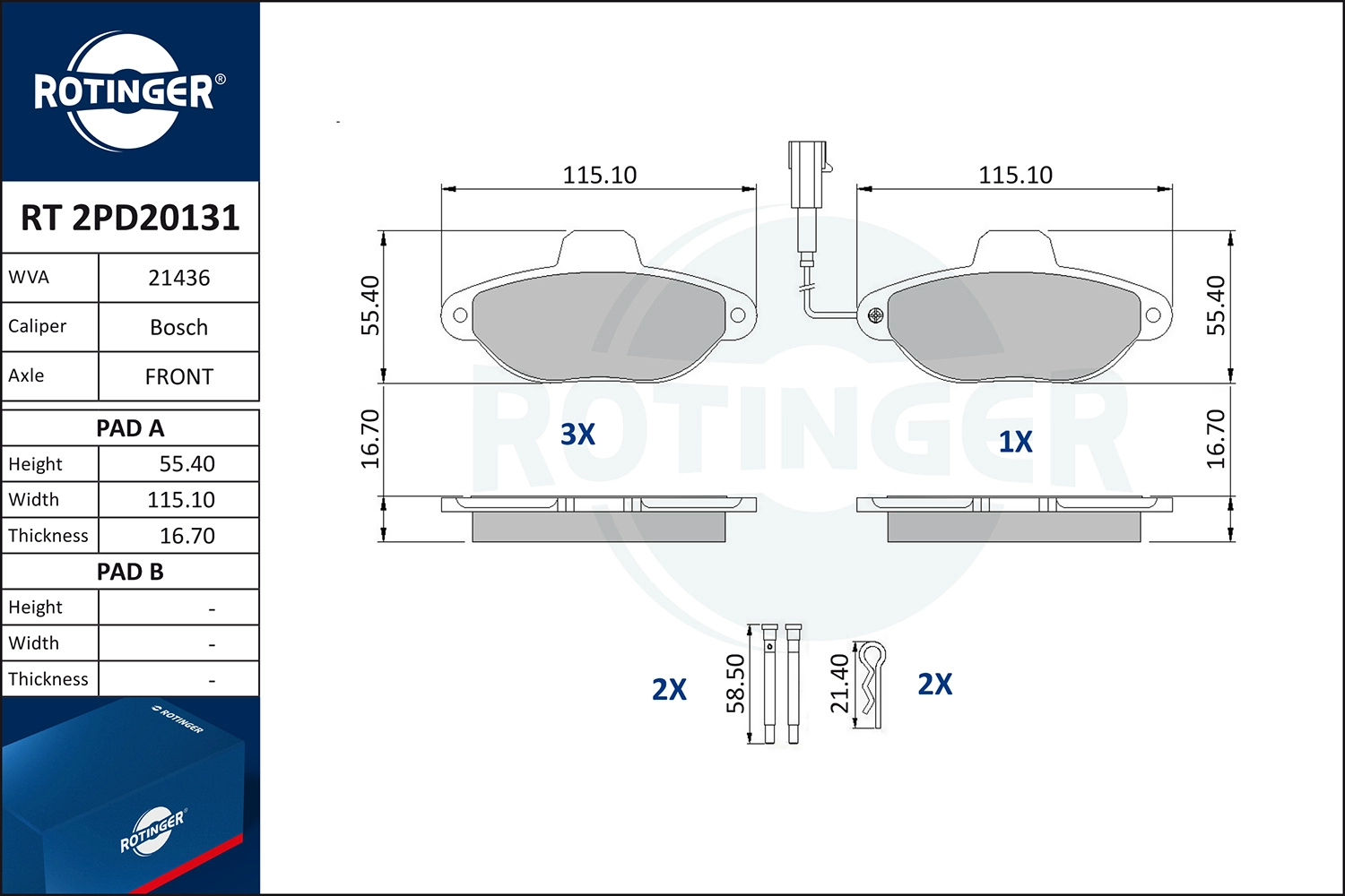 Brake Pad Set, disc brake (RT 2PD20131)
