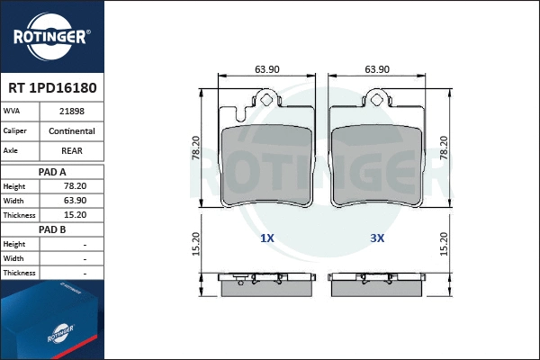 Brake Pad Set, disc brake (RT 1PD16180)