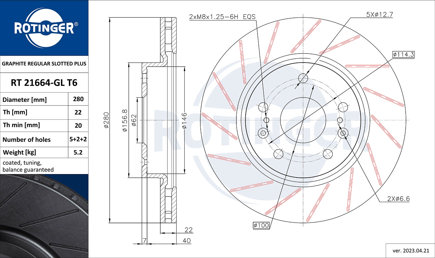 Brake Disc (RT 21664-GL T6)