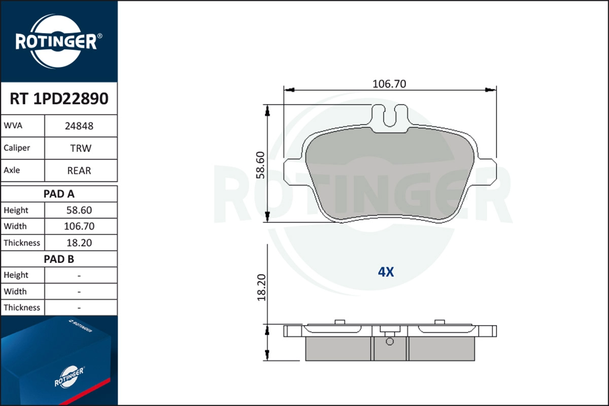 Brake Pad Set, disc brake (RT 1PD22890)