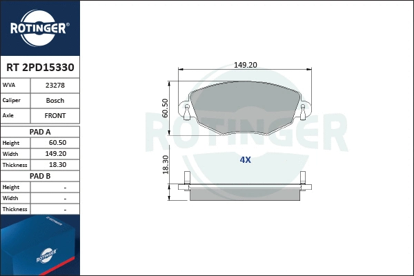 Brake Pad Set, disc brake (RT 2PD15330)