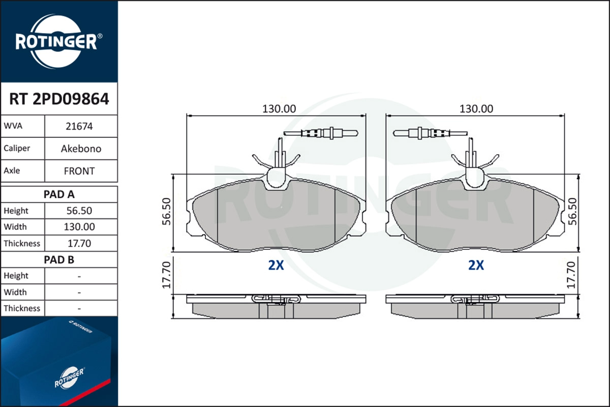 Brake Pad Set, disc brake (RT 2PD09864)