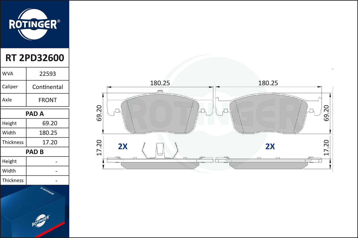 Brake Pad Set, disc brake (RT 2PD32600)