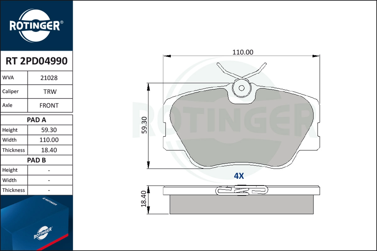 Brake Pad Set, disc brake (RT 2PD04990)