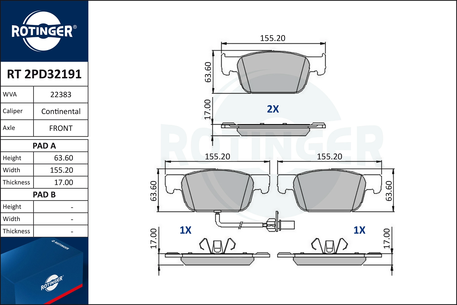 Brake Pad Set, disc brake (RT 2PD32191)