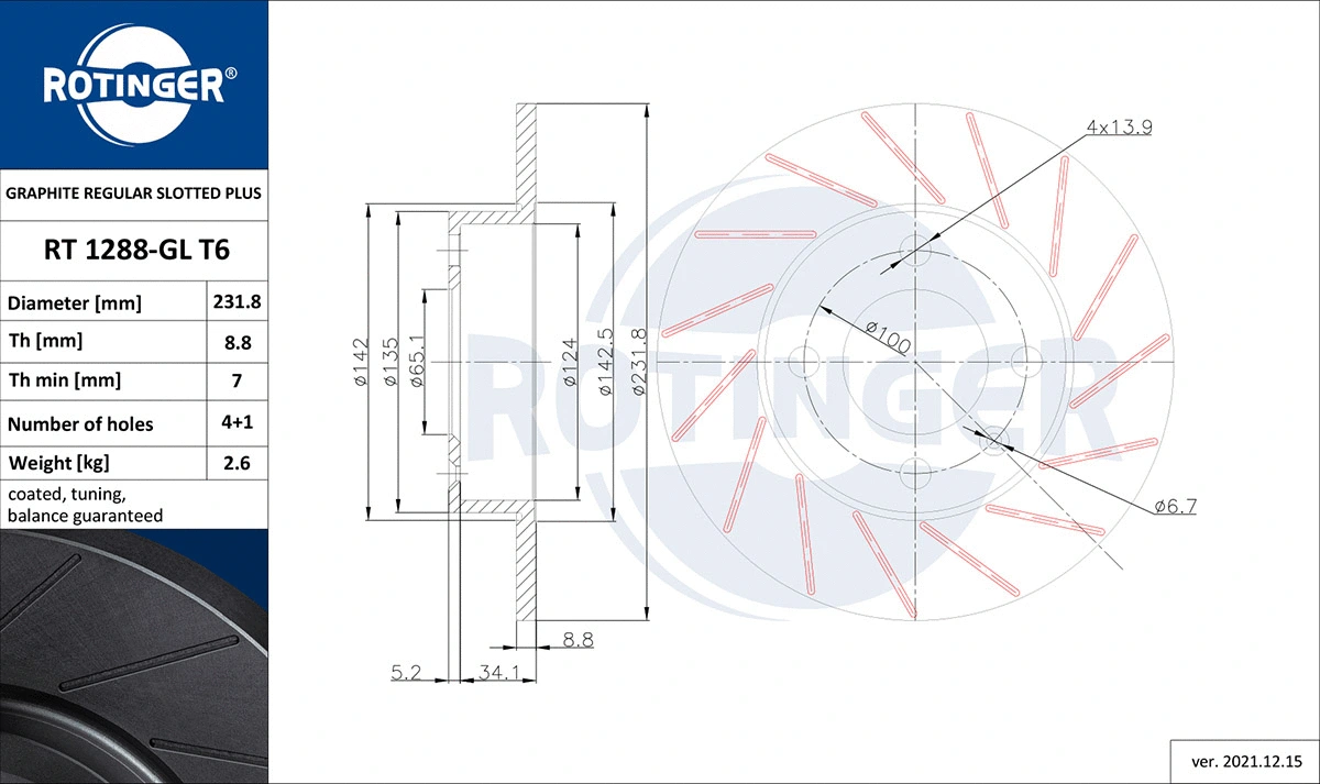 Brake Disc (RT 1288-GL T6)