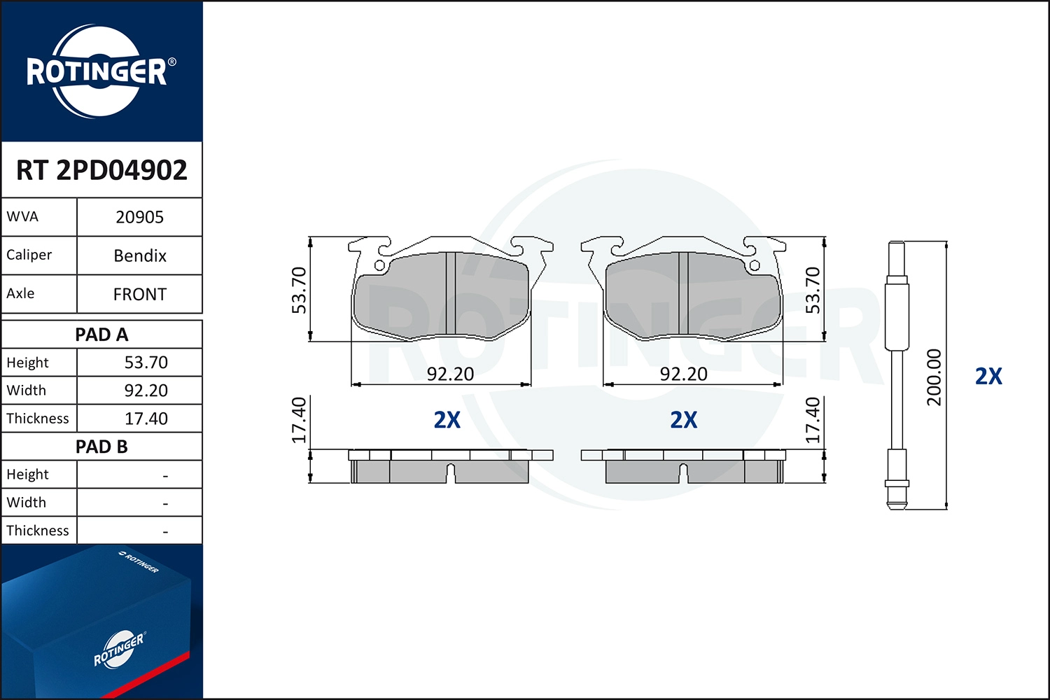 Brake Pad Set, disc brake (RT 2PD04902)