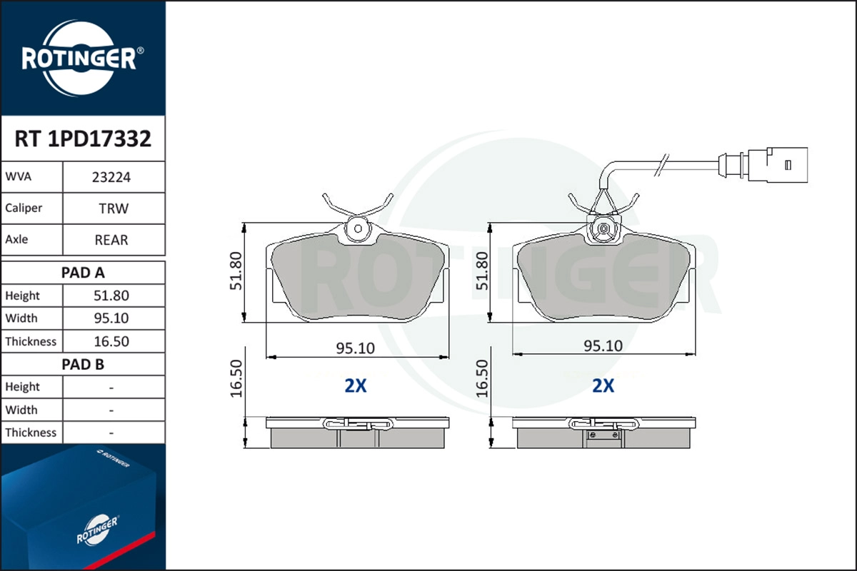 Brake Pad Set, disc brake (RT 1PD17332)