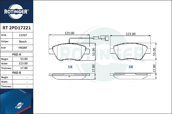 Brake Pad Set, disc brake (RT 2PD17221)