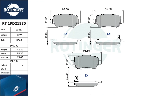 Brake Pad Set, disc brake (RT 1PD21880)