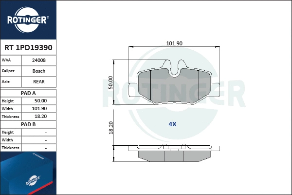 Brake Pad Set, disc brake (RT 1PD19390)