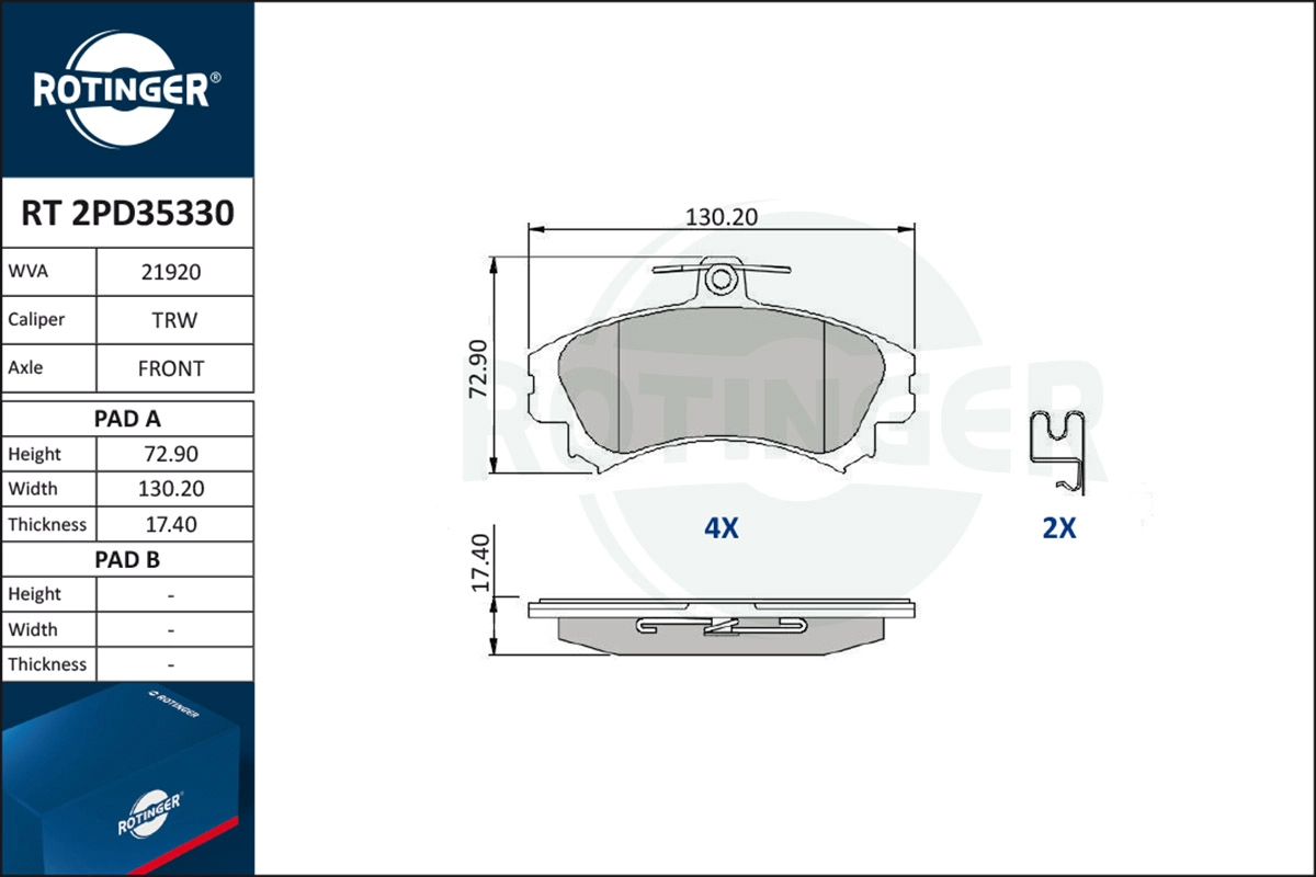 Brake Pad Set, disc brake (RT 2PD35330)