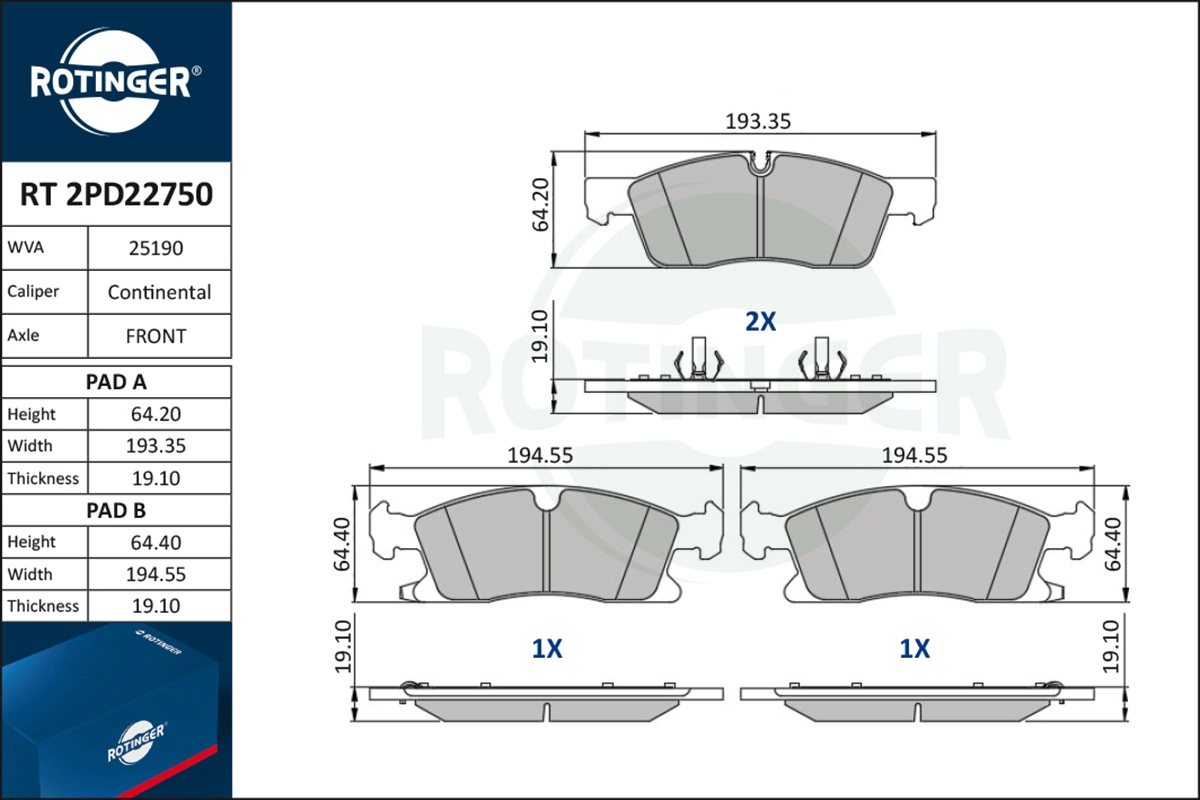 Brake Pad Set, disc brake (RT 2PD22750)
