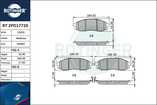 Brake Pad Set, disc brake (RT 2PD17720)