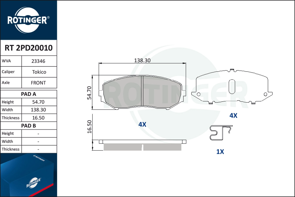 Brake Pad Set, disc brake (RT 2PD20010)