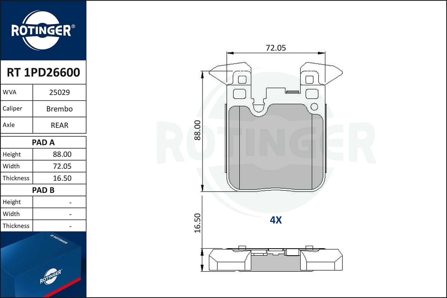 Brake Pad Set, disc brake (RT 1PD26600)